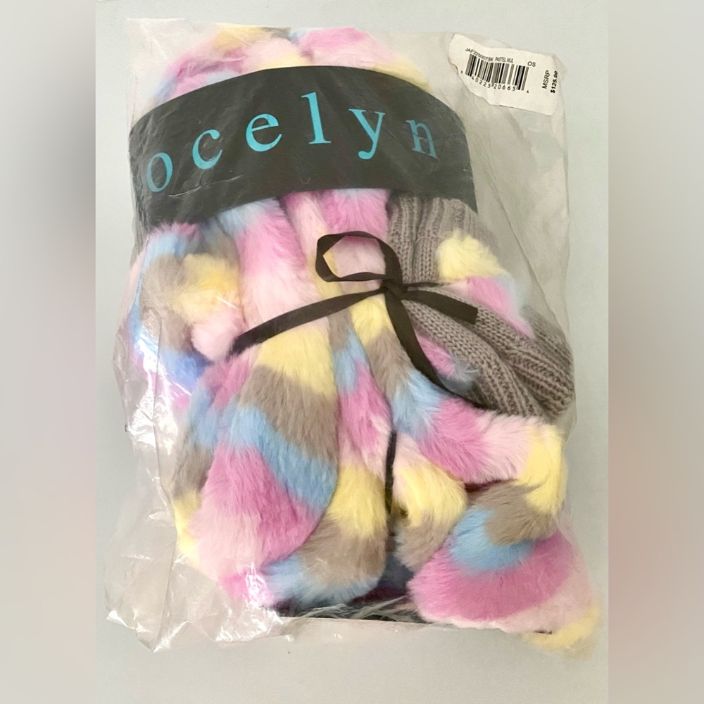 Jocelyn Colorful Striped Kids Scarf and Mittens Set